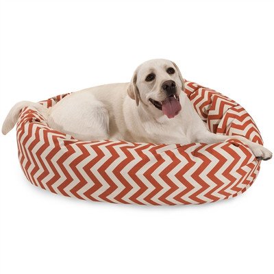 MajesticPet 788995544234 40 in. Zig Zag Sherpa Donut Pet Bed, Burn