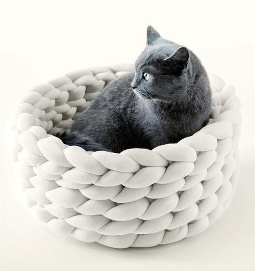 Soft Pet Bed Handmade Knit Puppy House Detachable Washable Kitten